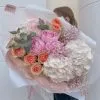 Купить Букет из гортензии, пионов, кустовой пионовидной розы и ромашки №942
