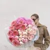 Купить Букет из пионовидной розы, кустовой розы и гортензии №932